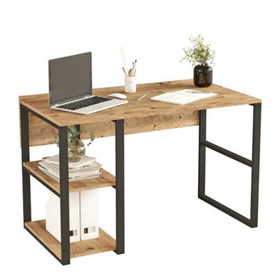 Bureau moderne décor bois avec 2 niches rangement JENA
