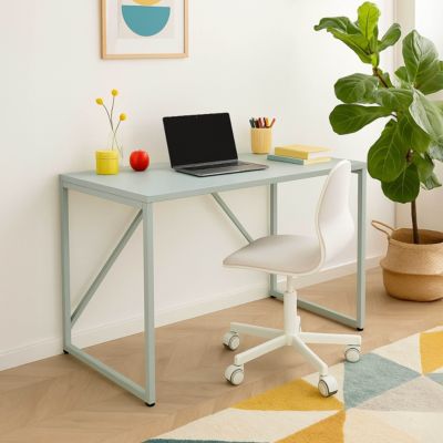 Bureau moderne L120 cm en métal vert sauge  Oviala