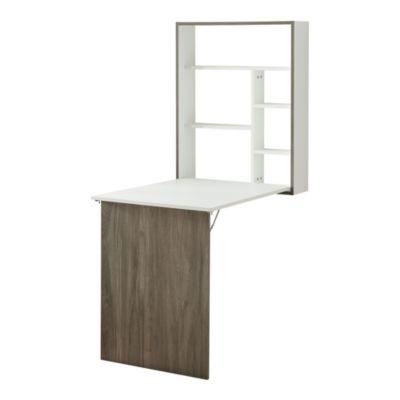 Table murale pliable bureau mural rabattable MDF 156 cm marron noir