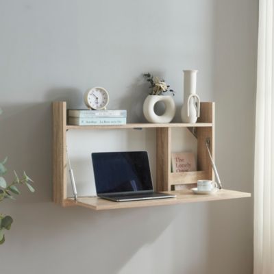 Bureau mural rabattable Rautalampi 48 x 83 x 48 cm effet chêne blanc en.casa