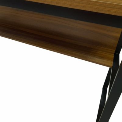 Bureau Nausicaa, Bureau linéaire, Bureau polyvalent, Bureau fixe peu encombrant, 55x139h74 cm, Noir et Chêne