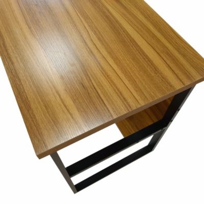 Bureau Nausicaa, Bureau linéaire, Bureau polyvalent, Bureau fixe peu encombrant, 55x139h74 cm, Noir et Chêne