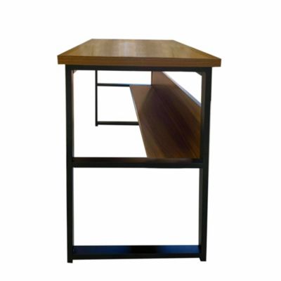 Bureau Nausicaa, Bureau linéaire, Bureau polyvalent, Bureau fixe peu encombrant, 55x139h74 cm, Noir et Chêne