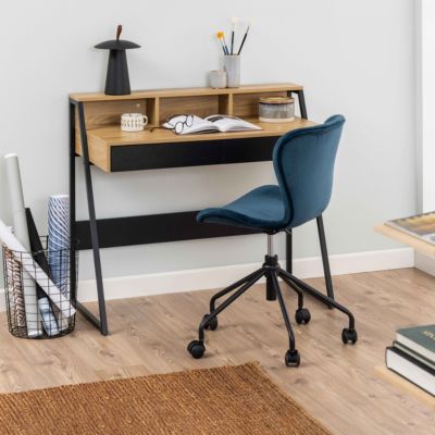 Bureau placage chêne et métal  Oviala