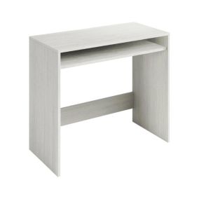 Bureau Portland, Bureau linéaire avec étagère fixe, Table d'étude ou de bureau pour PC, 79x43h78 cm, Effet bois blanc