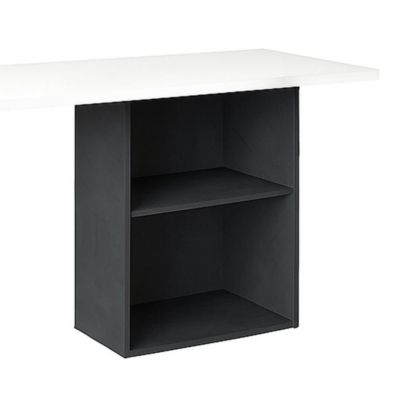 Bureau Raimondo, Bureau PC Linéaire, Table de bureau polyvalente, Bureau peu encombrant, 110x50h75 cm, Blanc brillant et ardoise