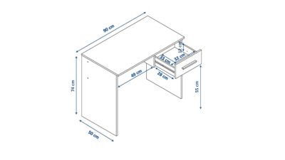 Bureau SAME 1 tiroir 90x50x74 cm chêne gris cendré TALESA