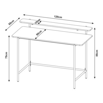 Bureau Samnanger 120 x 55 x 88 cm noir en.casa