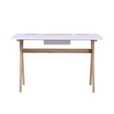 Bureau scandinave blanc et effet bois l. 120 cm Homesight Mobox