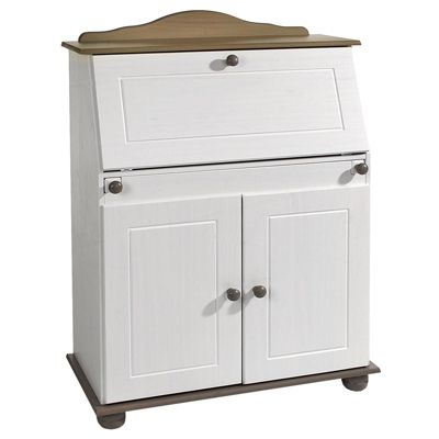 Bureau secrétaire DAVID, lasuré taupe et blanc
