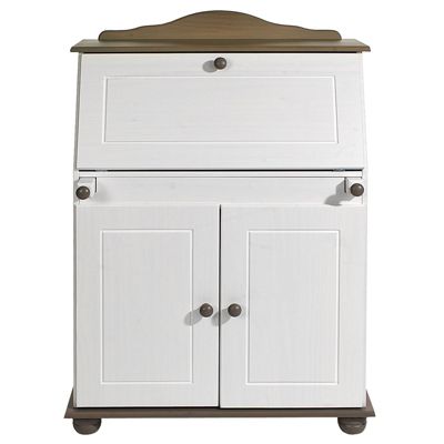 Bureau secrétaire DAVID, lasuré taupe et blanc
