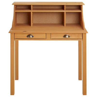 Bureau secrétaire MARLENE, avec 2 tiroirs, en pin massif finition cirée