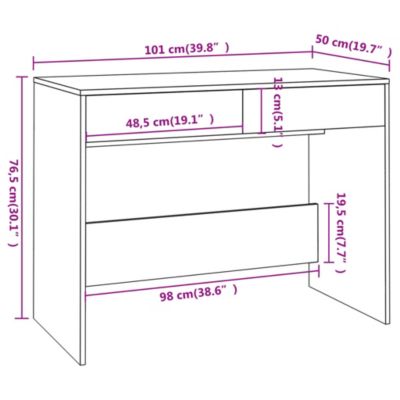 Bureau sonoma gris 101x50x76,5 cm bois d'ingénierie vidaXL
