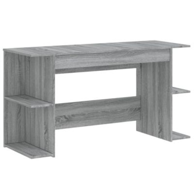 Bureau Avec étagères Sonoma Gris 102x45x148cm - Bois D'ingénierie - Design Compact Avec Grand Rangement - Fixation Murale Incluse