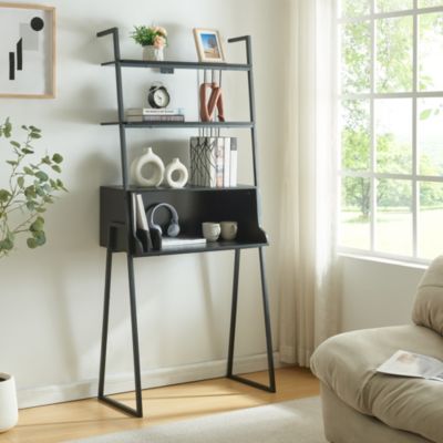 Hoppa! Boekenrek In Vintage-stijl Met Vijf Planken En Een Metalen Frame Metaal Zwart Bruin 56 X 172 X 34 Cm