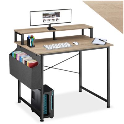 Bureau Style industriel avec Support pour écran et sac de rangement