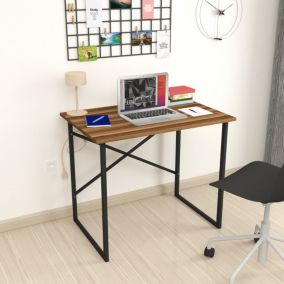 Bureau Tjeldsund 75 x 90 x 60 cm effet noyer anthracite  en.casa