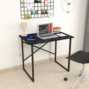 Bureau Tjeldsund 75 x 90 x 60 cm marbre noir anthracite  en.casa