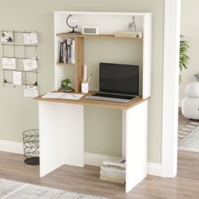 Bureau Topisa 149 x 90 x 52 cm effet chêne blanc en.casa