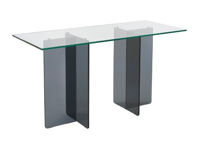 Bureau - Verre trempé - Transparent et anthracite - BYLENA