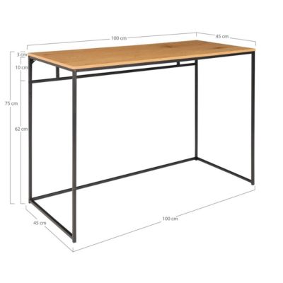 Bureau Vita - Bureau en chêne avec cadre noir 100x45x75 cm pour un espace de travail élégant