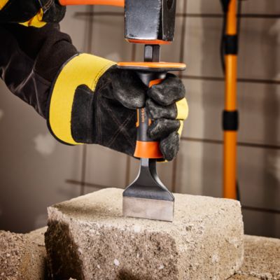 S&R Burin de Maçon Burin Plat Professionnel 25 x 300mm en acier 40 CR W avec pare-coups/protection de mains