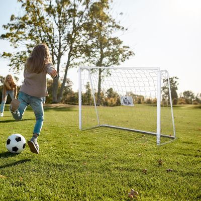 But de football - cage de foot - but futsal dim. 186L x 62l x 123H cm - châssis métal filet PE - piquets & outil inclus - blanc