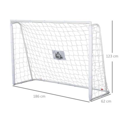 But de football - cage de foot - but futsal dim. 186L x 62l x 123H cm - châssis métal filet PE - piquets & outil inclus - blanc