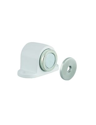 Butoir de porte à aimant, corps alliage, fixation au sol, blanc mat - THIRARD