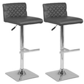 BUTTON - Lot de 2 Tabourets de Bar Gris