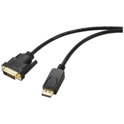 Câble adaptateur DisplayPort vers DVI-D 24+1, 1,80 m, cuivre, blindage tressé
