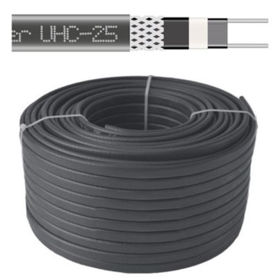 Câble chauffant autorégulant UHC-25, 25 W/m, 230 V, 100 m, toiture et tuyaux usage extérieur noir