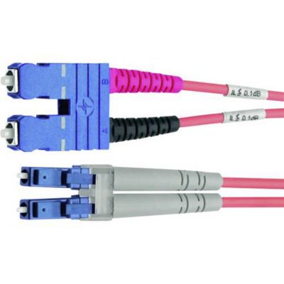Câble de raccordement fibre optique 3,00 m SC mâle - LC mâle multimode OM4 50/125 µm.