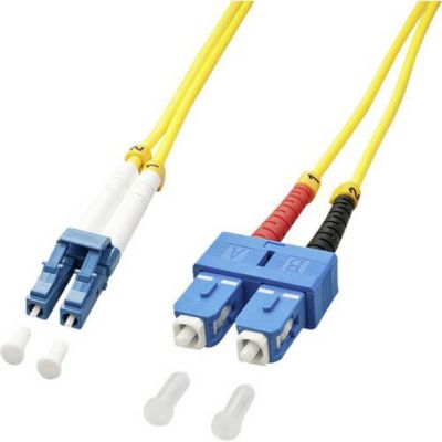 Câble de raccordement fibre optique Lindy LC vers SC duplex OS2 1,00 m jaune.