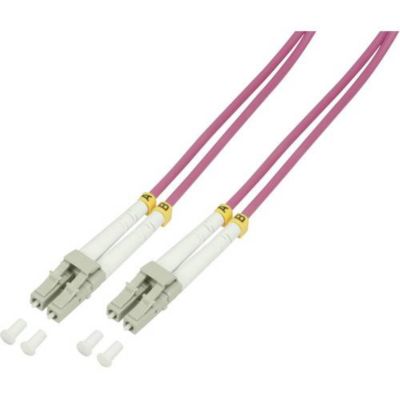 Câble de raccordement fibre optique OM4 LC-LC 50/125 µm 0,5 m, gaine LSZH, violet.