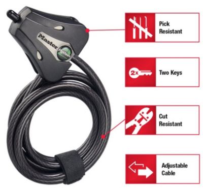 Câble de verrouillage Master Lock Python (Réf : 8418Eurd)