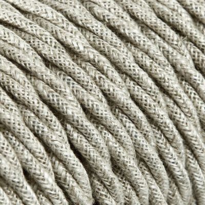 Câble Electrique Toile Beige en Textile Torsadé 3x0.75mm² - Fil Electrique Tissu