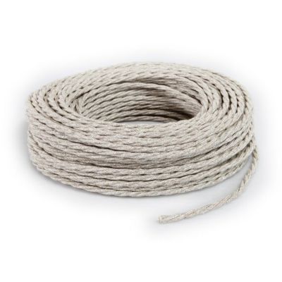 Câble Electrique Toile Beige en Textile Torsadé 3x0.75mm² - Fil Electrique Tissu