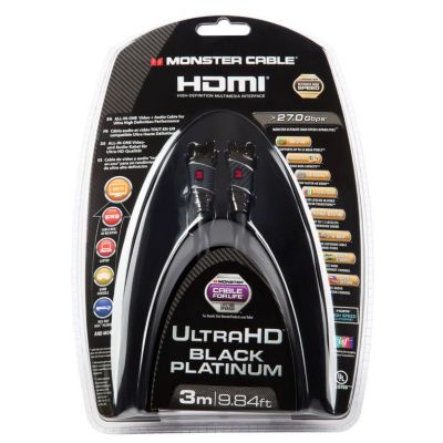 Câble HDMI Monster Black Platinum UHD 4K HDR 27 Gbit/s - 3 m | Castorama