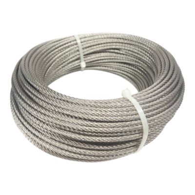 Câble inox A4 Diamètre 4mm Longueur 100 Mètres (spécial pour l'extérieur) 7X7 Torons Fils bricolage, garde corps, jardin