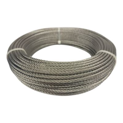 Câble inox A4 Diamètre 4mm Longueur 50 Mètres (spécial pour l'extérieur) 7X7 Torons Fils bricolage, garde corps, jardin