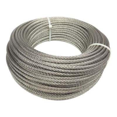 Câble inox A4 Diamètre 5mm Longueur 100 Mètres (spécial pour l'extérieur) 7X7 Torons Fils bricolage, garde corps, jardin