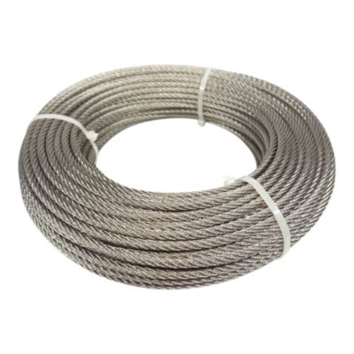 Câble inox A4 Diamètre 5mm Longueur 50 Mètres (spécial pour l'extérieur) 7X7 Torons Fils bricolage, garde corps, jardin