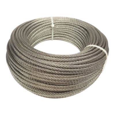 Câble inox A4 Diamètre 5mm Longueur 70 Mètres (spécial pour l'extérieur) 7X7 Torons Fils bricolage, garde corps, jardin