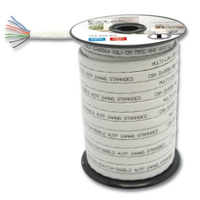 Câble réseau type Ethernet plat blanc 25 mètres spécial ADSL/ADSL2+ 4 paires - Extel - 408285