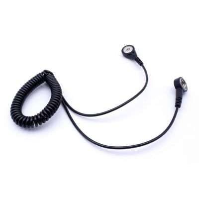 Câble spiralé de protection ESD - 10 mm - Bouton pression sur 4 mm - 1,8 m - Accessoire antistatique professionnel (conforme à la