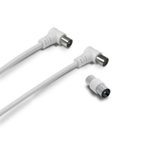 Câble TV coaxial 9,52 mm coudé mâle/fem. + adaptateur 9,52 mm - Metronic 338008