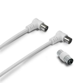Câble TV coaxial 9,52 mm coudé mâle/fem. + adaptateur 9,52 mm - Metronic 338009