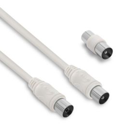 Câble TV coaxial 9,52 mm mâle/fem.+adaptateur mâle/mâle 2 m - Metronic 338004