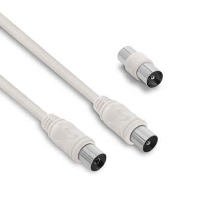 Câble TV coaxial 9,52 mm mâle/fem.+adaptateur mâle/mâle 5 m - Metronic ...
